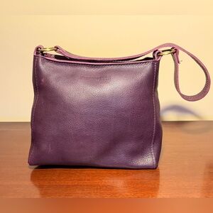 Portland Leather Goods Triangle Shoulder Bag Full Grain Pebbled Finish • Plum